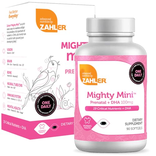 Zahler Mighty Mini Prenatal Vitamin - DHA & Folate for Mom and Baby, Non-GMO, Kosher - 90 Softgels