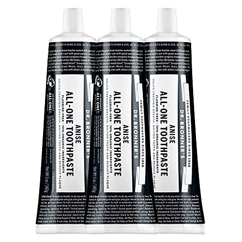 Dr. Bronner’s All-One Toothpaste - 70% Organic, Fluoride & SLS-Free, Freshens Breath - 3-Pack