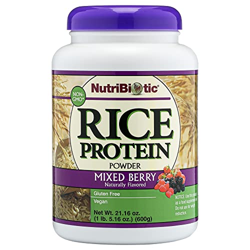 NutriBiotic Mixed Berry Rice Protein Powder - 80% Protein, Low Carb, Vegan - 600g