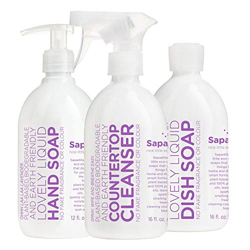 Sapadilla Hand Soap Set - Plant-Based, Essential Oil Scented, Biodegradable - 12oz & 16oz