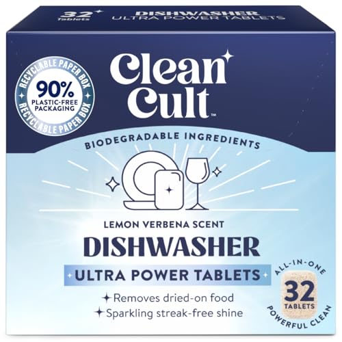 Cleancult Dishwasher Detergent Pods - Streak-Free Shine, Chemical-Free, 32 Count