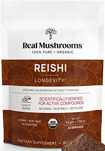 Real Mushrooms Reishi Powder - Immune Support, Organic Red Reishi Extract - 45 Servings