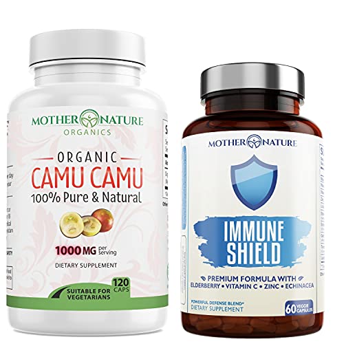Mother Nature Organics Immune Defense Supplement - Vitamin C, Elderberry, Zinc - 30 Servings