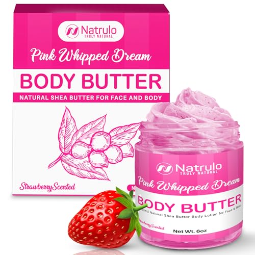 Pink Whipped Dream Body Butter - Hydrating, Vegan, Radiant Glow - Strawberry, 6oz