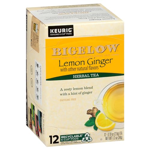 Bigelow Tea Lemon Ginger Herbal Tea Pods - Caffeine-Free, Quality Assured - 72 K-Cups