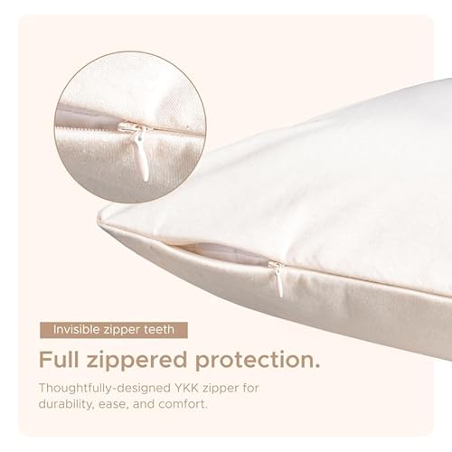 Sleep & Beyond Organic Cotton Waterproof Pillow Case - Breathable Protection, Ivory - Standard/Queen