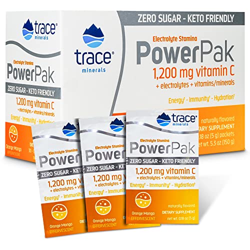 Trace Minerals Hydration Powder - Boost Immunity & Energy, Sugar-Free, Orange Mango - 30 Packets