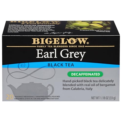 Bigelow Tea Earl Grey - Decaffeinated Black Tea with Bergamot, Individually Wrapped - 20 Count