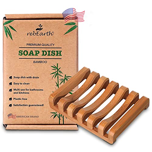 rebEarth Bamboo Soap Dish - Handcrafted, Durable Design, Easy to Clean - 1 Pack