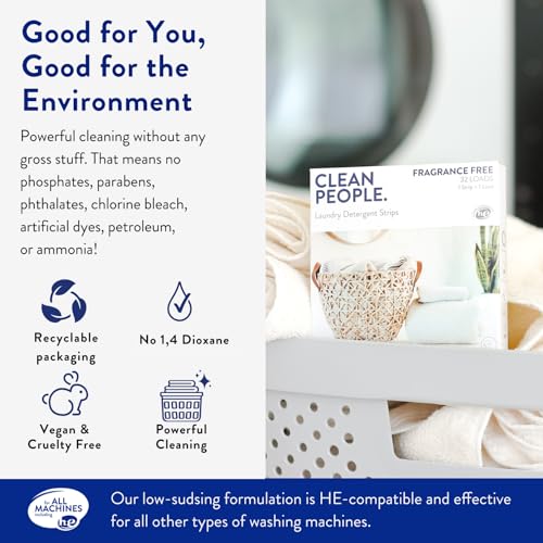 The Clean People Laundry Detergent Sheets - Hypoallergenic, Stain Fighting, 96 Loads - Fresh Scent