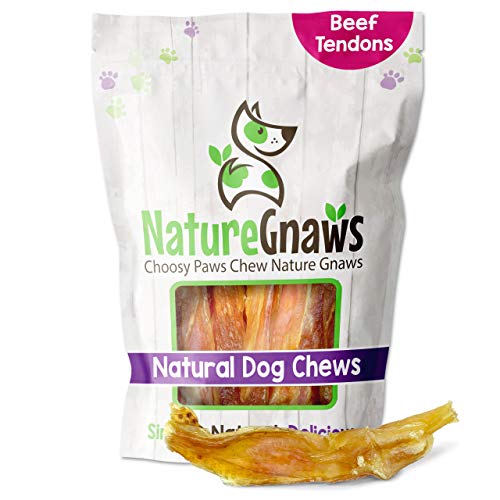 Nature Gnaws Beef Tendons Dog Treats - Long-Lasting Natural Chews for Dental Health - 12 Count