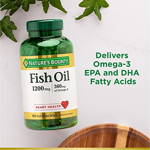 Nature’s Bounty Omega-3 Fish Oil - Supports Heart Health, Purified Softgels, 1200 mg, Twin Pack