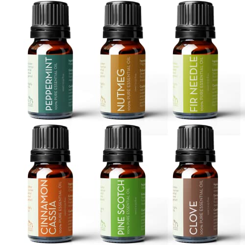 Pure Body Naturals Essential Oils Set - 6 Undiluted Aromatherapy Blends for Diffusing - 60ml