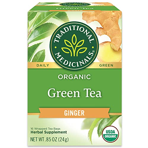 Traditional Medicinals Organic Green Ginger Tea - Promotes Healthy Digestion - 16 Bags