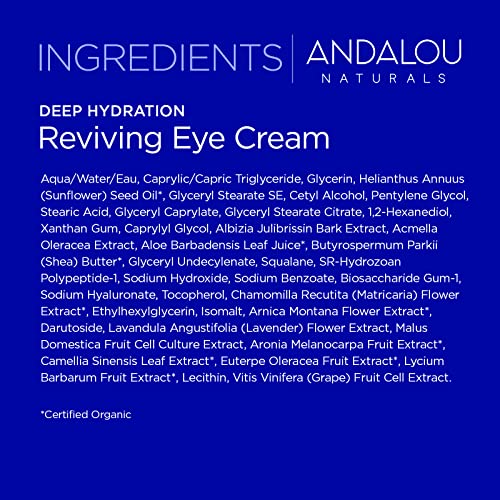 Andalou Naturals Eye Cream - Revitalizes Tired Eyes, Vegan Marine Collagen, 0.45 Oz