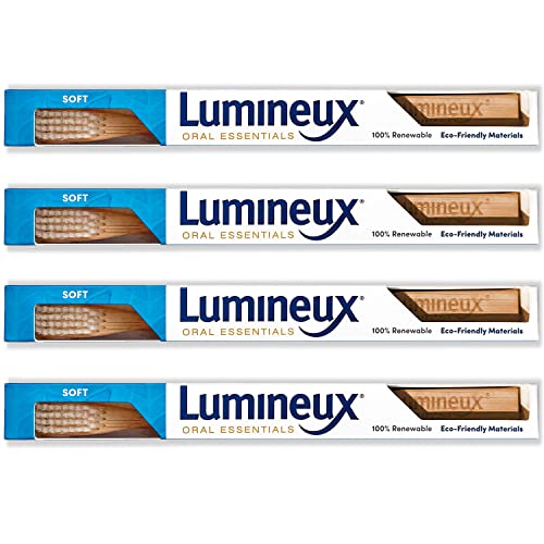 Lumineux Bamboo Toothbrush Set - Enamel Safe, Super Soft Bristles, Biodegradable - 4-Pack