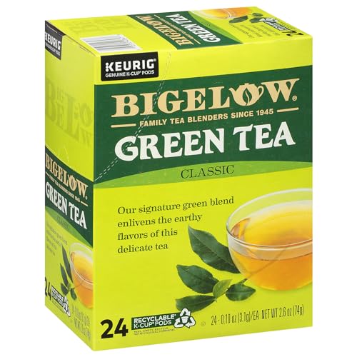 Bigelow Tea Green Tea K-Cup Pods - Soothing Caffeinated Blend, 96 Pods Total - 4 Pack