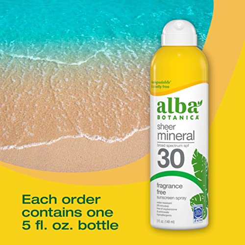 Alba Botanica Mineral Sunscreen Spray - SPF 30 Protection, Water-Resistant, 5 fl. oz.