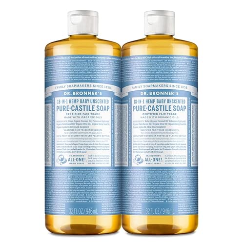 Dr. Bronner's Pure-Castile Liquid Soap - Organic Oils, No Added Fragrance, 32oz, 2-Pack