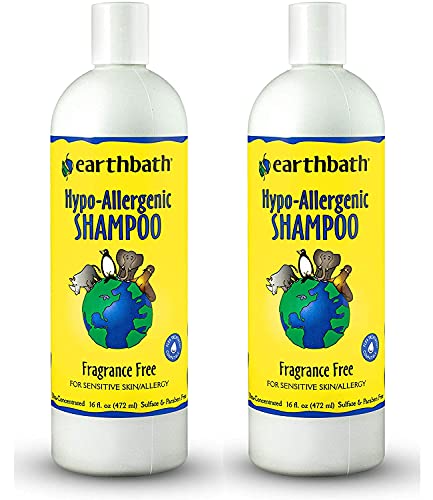 earthbath Dog Shampoo - Gentle, Hypoallergenic Formula with Organic Aloe Vera - 16oz (2 Pack)