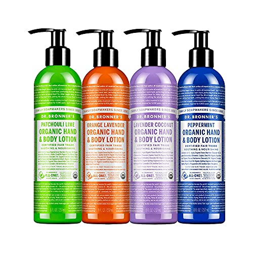 Dr. Bronner's Body Lotion Variety Pack - Nourishing & Soothing Organic Ingredients - 4 Count