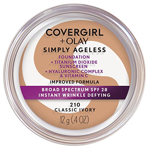 COVERGIRL+OLAY Foundation - Anti-Aging, SPF 28 Protection, Cruelty-Free - 210 Classic Ivory, 0.44oz