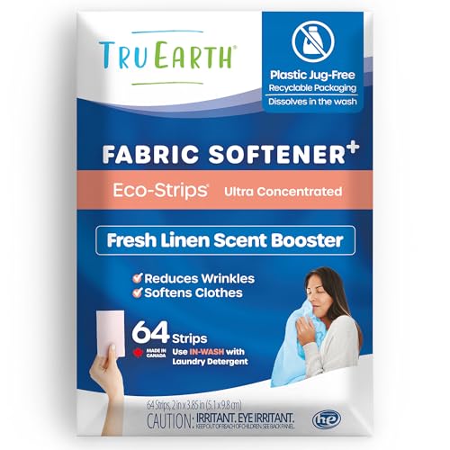 Tru Earth Fabric Softener Strips - No Mess, Gentle Formula, Fresh Linen - 64 Count, 128 Loads