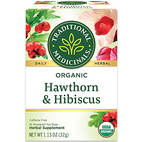 Traditional Medicinals Organic Hawthorn & Hibiscus Tea - Supports Heart Health, 16 Bags