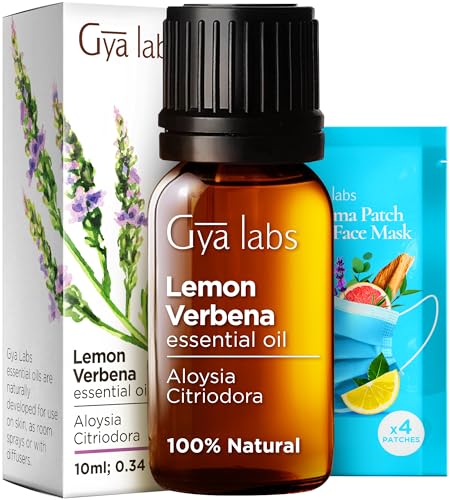 Gya Labs Lemon Verbena Essential Oil - Refreshing Citrus Aroma for Diffusers & Skincare - 0.34 Fl Oz