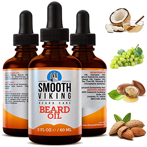 Smooth Viking Beard Oil - Moisturizes, Soothes Itch, Natural Oils Blend - 2 Oz