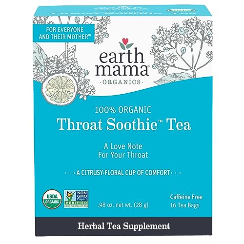 Earth Mama Throat Soothie Tea - Immune Support with Elderflower, Herbal Blend - 16-Count