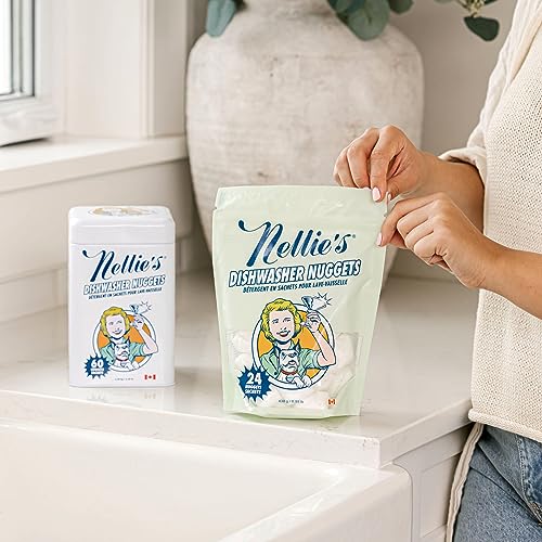 Nellie's Dishwasher Nuggets - Plant-Based, Residue-Free Cleaning Power - 24 Pack