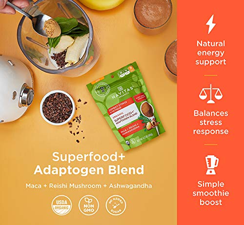 Navitas Organics Superfood+ Adaptogen Blend - Stress Support, Organic, Non-GMO, Vegan - 6.3oz