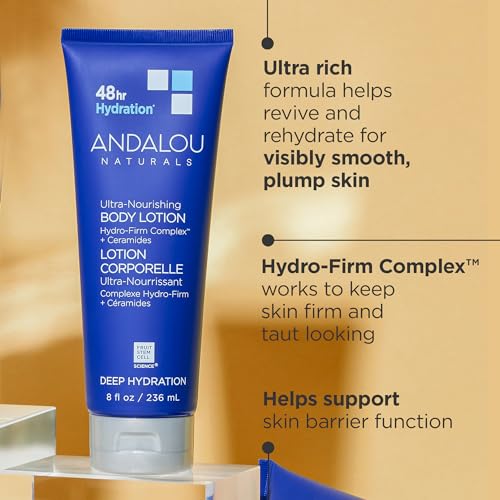 Andalou Naturals Body Lotion - Deep Hydration for Dry Skin, Vegan, 8 fl oz