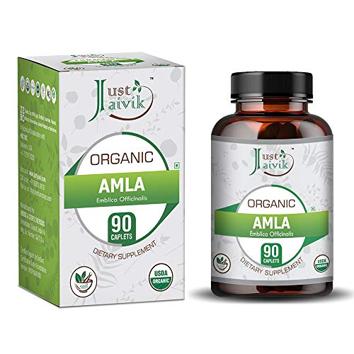 Just Jaivik Organic Amla Tablets - Boosts Digestion & Immunity, 100% Organic, 750mg - 90 Count