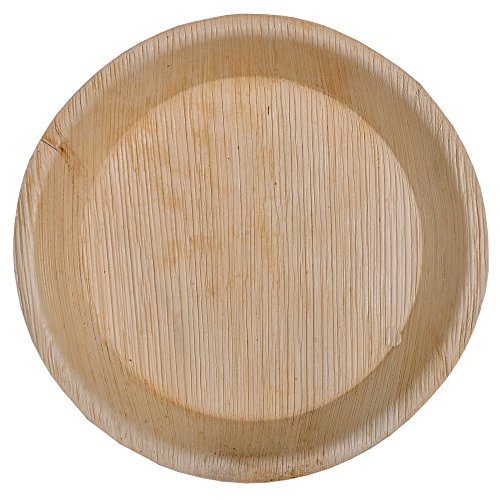 Atmos Green Palm Leaf Plates - 100% Biodegradable, Chemical-Free, Heavy Duty - 8" Round, 100 Pack