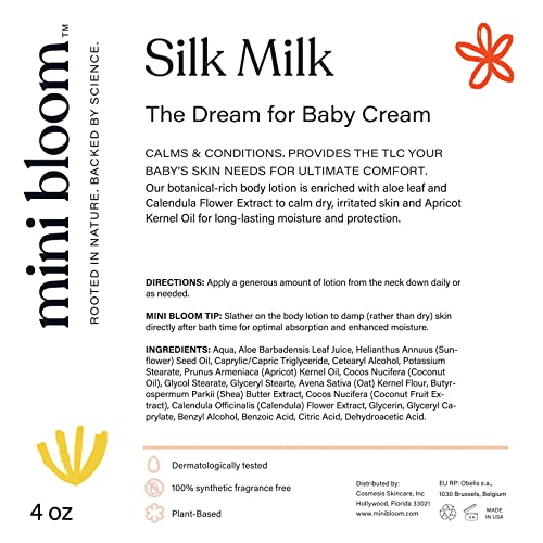 Mini Bloom Baby Lotion - Moisturizing Silk Milk with Apricot Oil & Aloe, Hypoallergenic - 4 oz