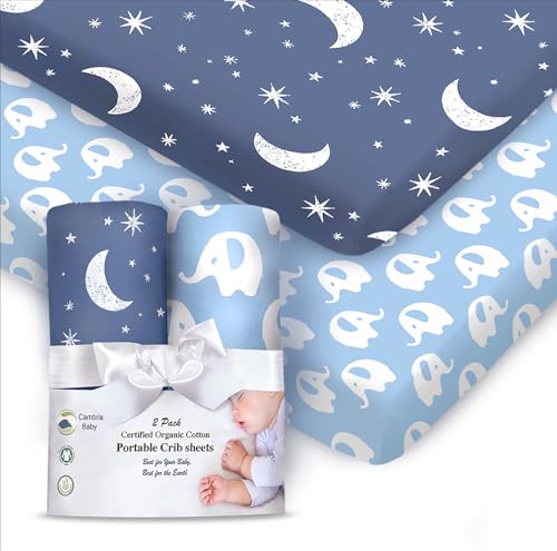 Cambria Baby Fitted Sheets - Ultra Soft Organic Cotton, Non-Toxic, 2-Pack for Baby Cribs