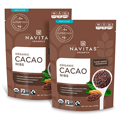 Navitas Organics Cacao Nibs - Nutrient-Dense, Fair Trade, Gluten-Free - 16oz (2-Pack)