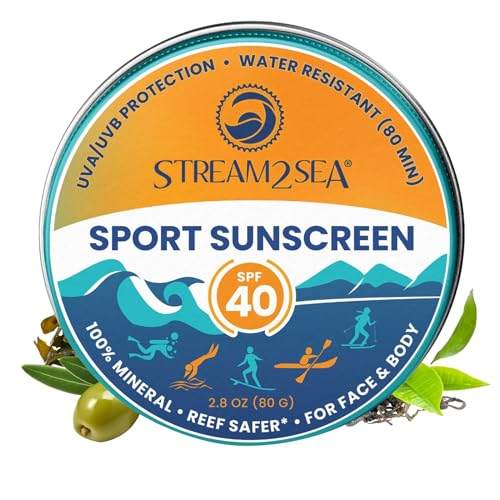 STREAM2SEA Sunscreen Balm - SPF 40 for Face & Body, Biodegradable, Zinc Oxide - 2.8 oz