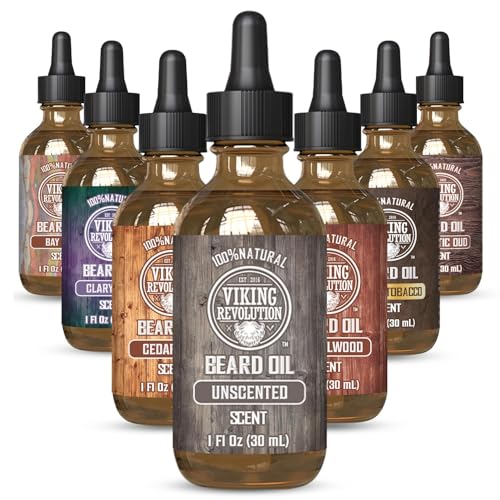 Viking Revolution Beard Oil - Softens & Moisturizes, Natural Argan & Jojoba Oils - Unscented