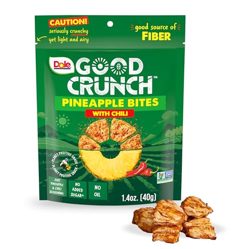 Dole Good Crunch Pineapple Chili Bites - Crunchy, Vegan Snack, Non-GMO, 1.4oz Resealable Bag