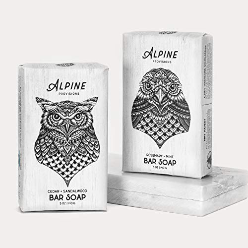 Alpine Provisions Rosemary & Mint Bar Soap - Moisturizing with Essential Oils, RSPO Palm Oil - 5oz