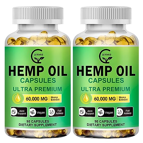 GORNVB High Potency Hemp Oil Capsules - Immune Support, Pure Organic Extract - 180 Veggie Softgels