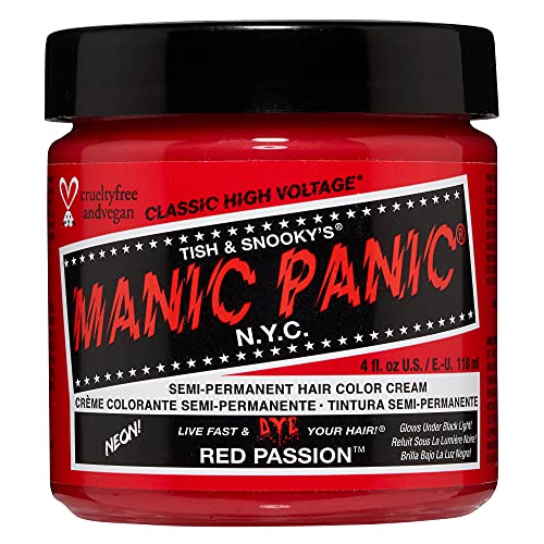 MANIC PANIC Red Passion Hair Dye - Vibrant Medium Strawberry Red, Vegan & Ammonia Free - 4oz