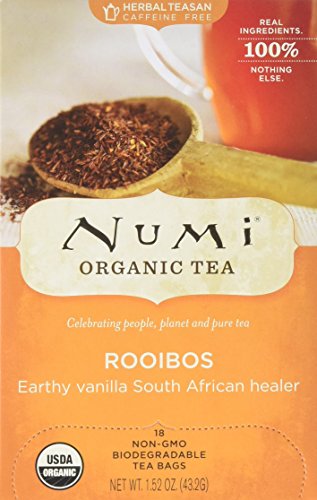 Numi Organic Rooibos Tea - Herbal Blend, Fair Trade, Caffeine-Free, 18 Biodegradable Bags