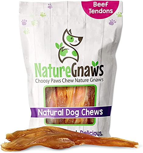 Nature Gnaws Dog Treats - Long-Lasting Beef Tendons, Rawhide-Free, Natural Dental Chews - 12 Count