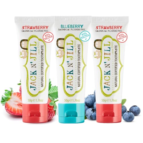 Jack N' Jill Children's Toothpaste - Prevents Decay, Organic Fruit Flavor, Fluoride-Free - 3 Pack