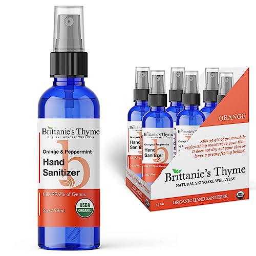 Brittanie's Thyme Organic Hand Sanitizer Spray - Moisturizing with Aloe & Vitamin E - 2oz, 6 Pack