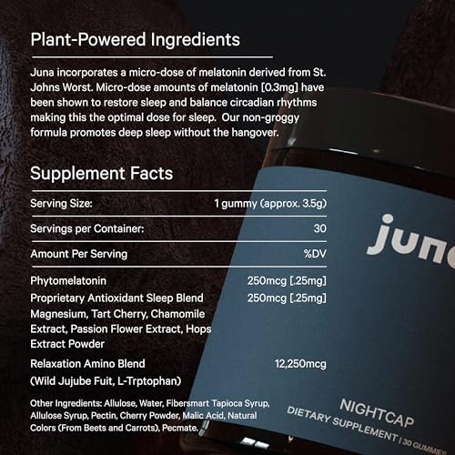 Juna Nightcap Sleep Gummies - Phyto-Melatonin Sleep Aid, Sugar-Free, Plant-Based - 30 Gummies